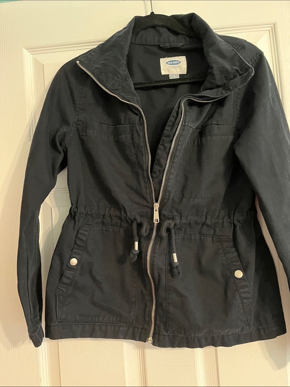 Old Navy Black Drawstring Waist Utility Jacket